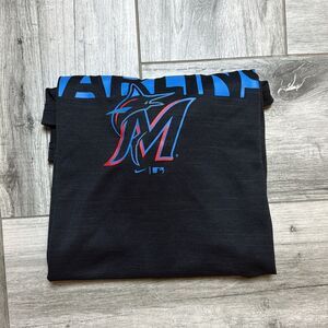 Nike Mens Miami Marlins Knockout Stack Exceed Muscle Tank Top Black Medium